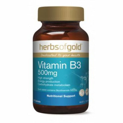 HERBS OF GOLD Vitamin B3 500mg 60 Tabs - Go Vita Burwood