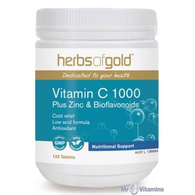HERBS OF GOLD Vitamin C 1000 Plus Zinc & Bioflavonoids - Go Vita Burwood