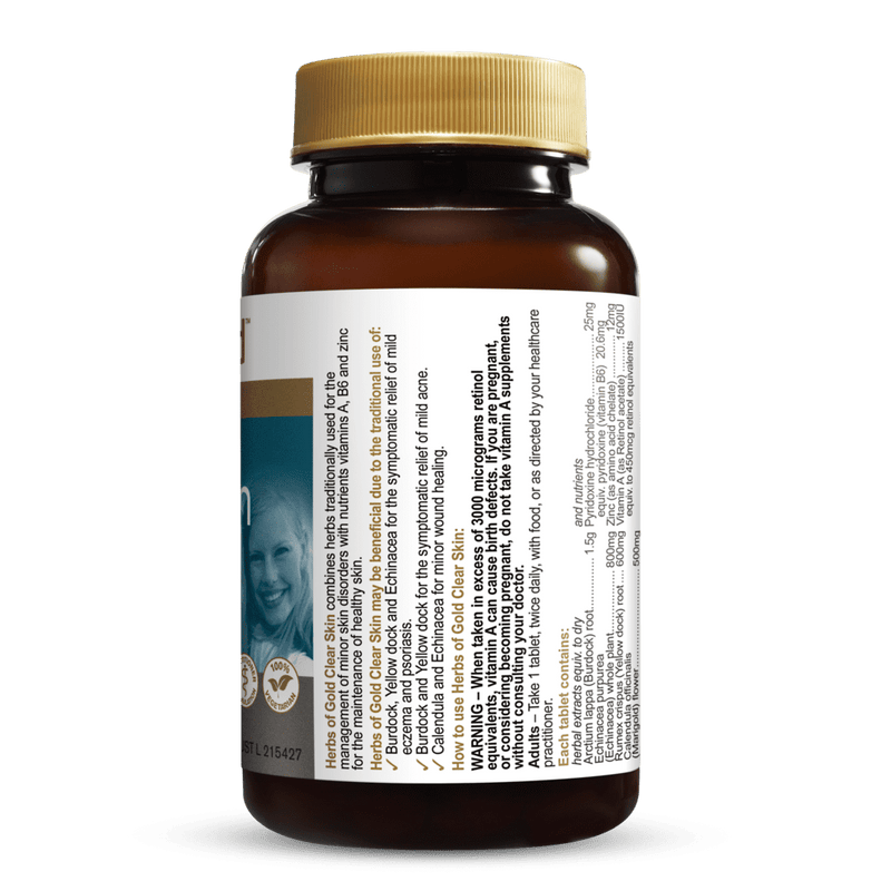 HERBS OF GOLD Clear Skin 60t - Go Vita Burwood