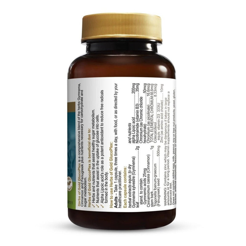 HERBS OF GOLD GlucoPlex 60vc - Go Vita Burwood