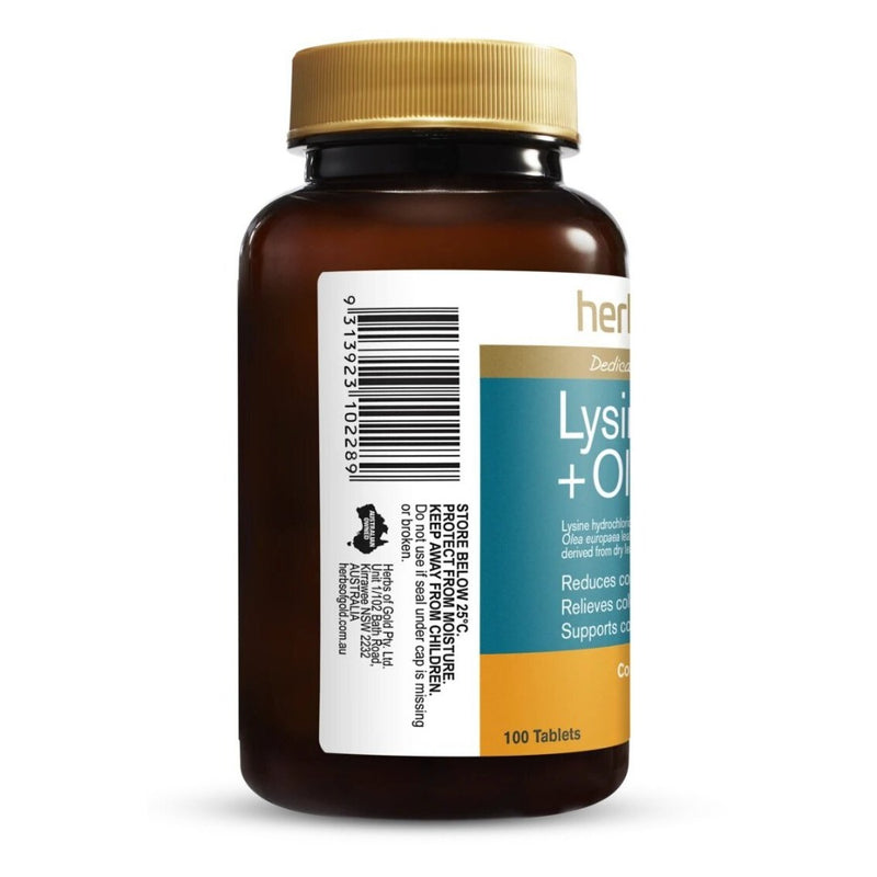 HERBS OF GOLD LYSINE 1000 + OLIVE LEAF 100t - Go Vita Burwood