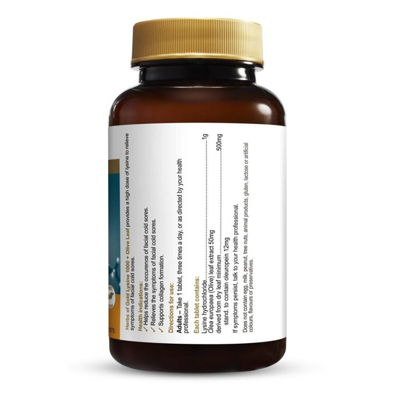 HERBS OF GOLD LYSINE 1000 + OLIVE LEAF 100t - Go Vita Burwood