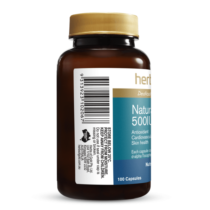 HERBS OF GOLD Natural Vitamin E 500IU 100c - Go Vita Burwood