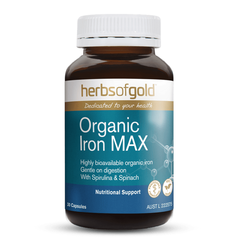 HERBS OF GOLD ORG IRON MAX 30vc - Go Vita Burwood