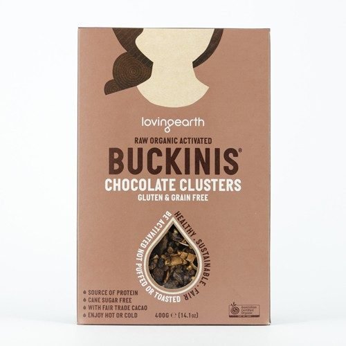 LOVING EARTH Buckinis Choc Clusters 400gm - Go Vita Burwood