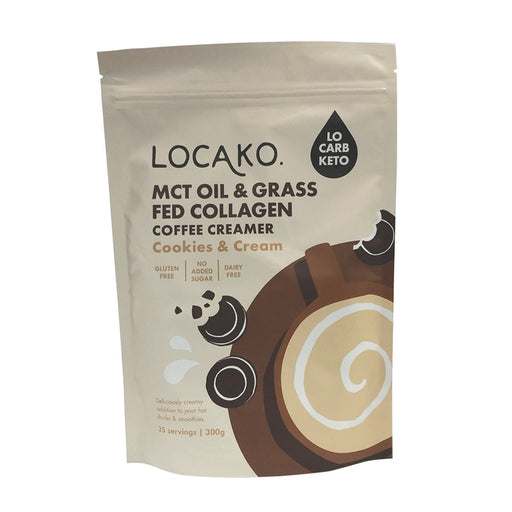 LOCAKO Coffee Creamer Cookies & Cream (Enriched with MCT Oil & Grass Fed Collagen) 300g - Go Vita Burwood