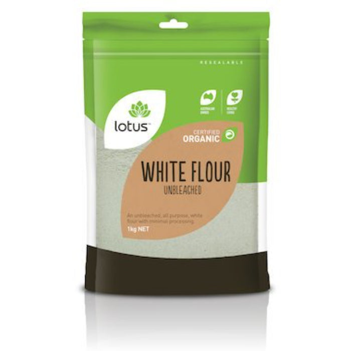 LOTUS Flour (Wheat) White Unbleached Organic 1kg - Go Vita Burwood