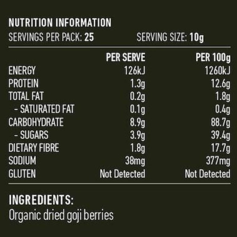 LOTUS Goji Berries Organic 250g - Go Vita Burwood