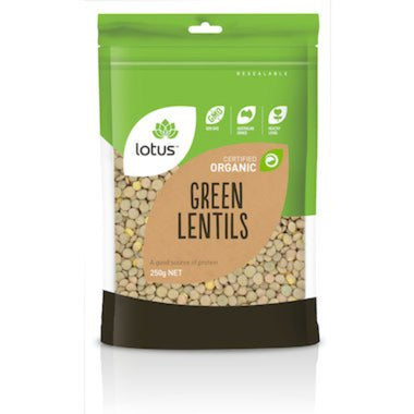 LOTUS Lentils Green Organic 250g - Go Vita Burwood