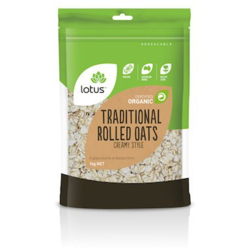LOTUS Oats Rolled Traditional Creamy Style Organic 1kg - Go Vita Burwood