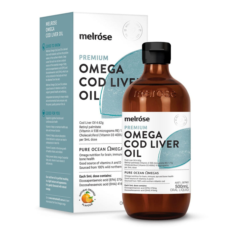 MELROSE Omega Cod Liver Oil 500ml - Go Vita Burwood