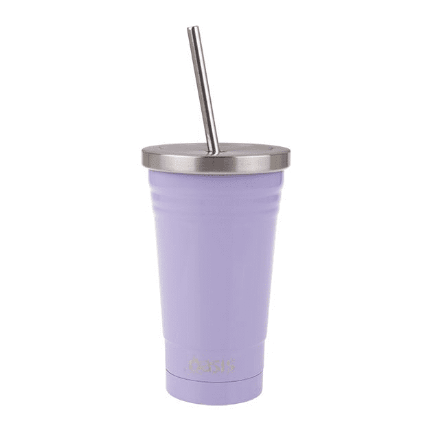 OASIS S/S DOUBLE WALL INSULATED SMOOTHIE TUMBLER W/ STRAW 500ML - LILAC - Go Vita Burwood