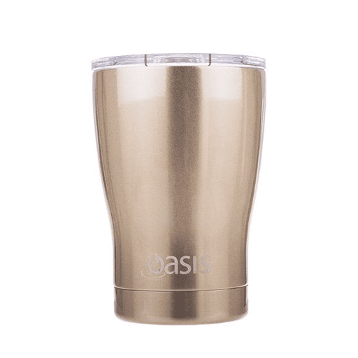 OASIS S/S DOUBLE WALL INSULATED TRAVEL CUP W/ LID 340ML - CHAMPAGNE - Go Vita Burwood