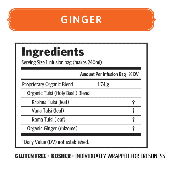 ORGANIC INDIA Tulsi Ginger Tea 25 TB - Go Vita Burwood