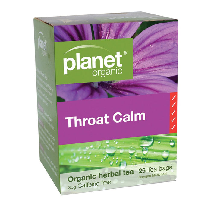 PLANET ORGANIC Throat Calm Herbal Tea x 25 Tea Bags - Go Vita Burwood