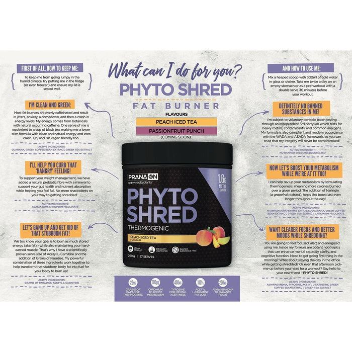 PRANA ON Phyto Shred Fat Burner 260g - Go Vita Burwood