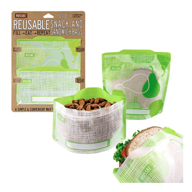 RUSSBE SNACK/SANDWICH BAGS SET 4 - PEAR LINEN - Go Vita Burwood