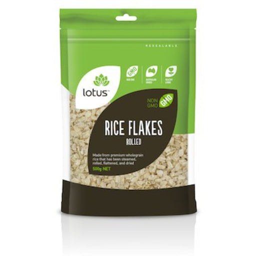 LOTUS Rice Flakes Brown Rolled 500g - Go Vita Burwood