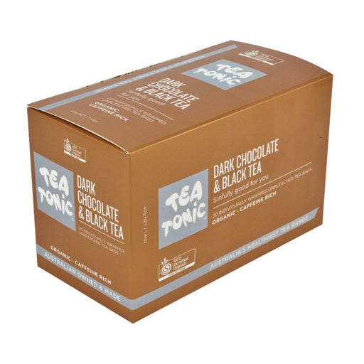 TEA TONIC Organic Dark Chocolate & Black Tea x 20 Tea Bags - Go Vita Burwood