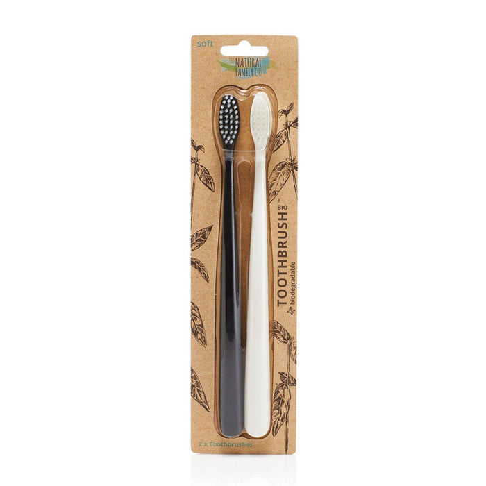 THE NATURAL FAMILY CO. Bio Toothbrush Ivory Twin Pack - Go Vita Burwood