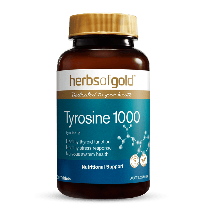 HERBS OF GOLD Tyrosine 1000 60 Tabs - Go Vita Burwood