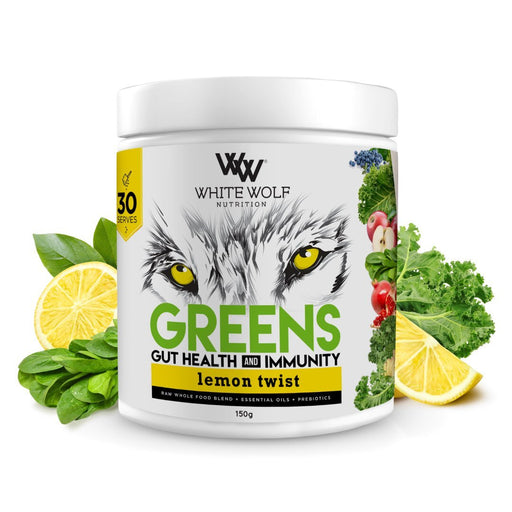 WHITE WOLF NUTRITION Greens Lemon Twist 150G - Go Vita Burwood