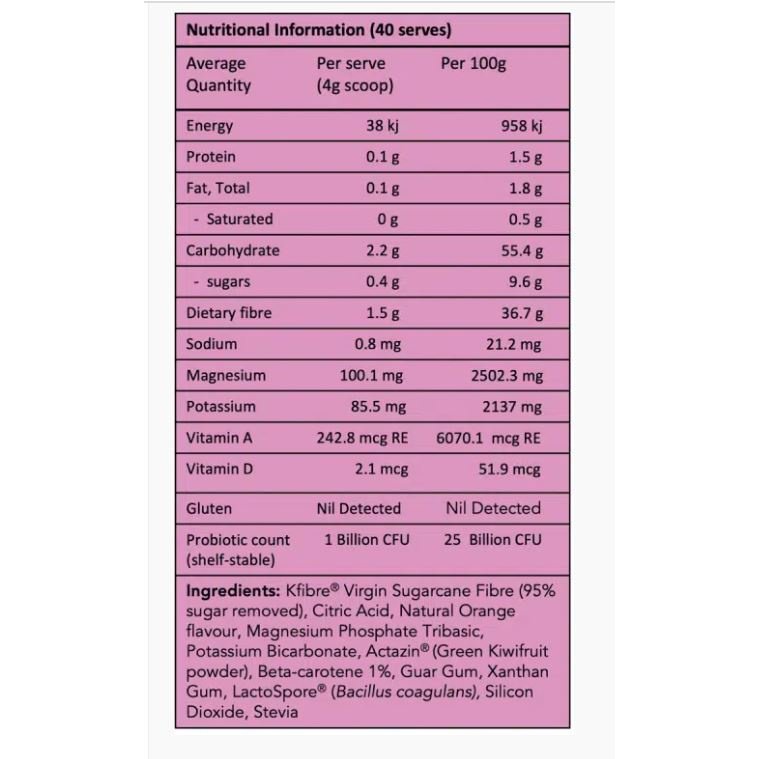 Kfibre Pro Dietary Constipation Support Natural Orange 160g