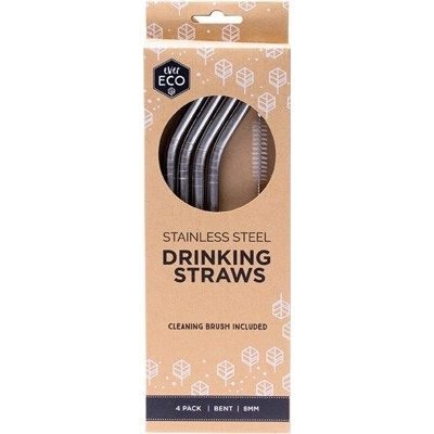 EVER ECO Stainless Steel Straws - Bent Includes Cleaning Brush 4 - Go Vita Burwood