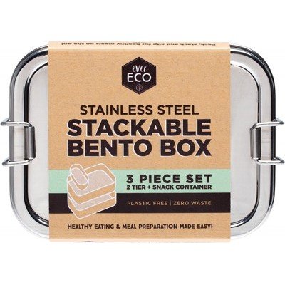 EVER ECO Stainless Steel Stackable Bento 2 Tier + Mini Snack Container 1200ml - Go Vita Burwood