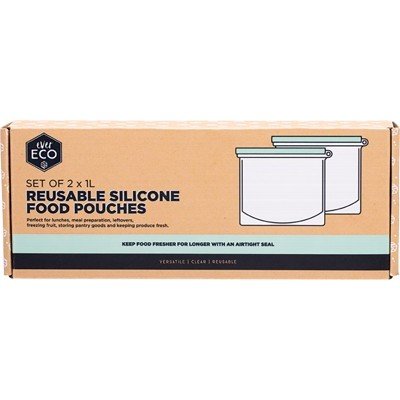 EVER ECO Reusable Silicone Food Pouches Set Of 2 X 1L 2 - Go Vita Burwood