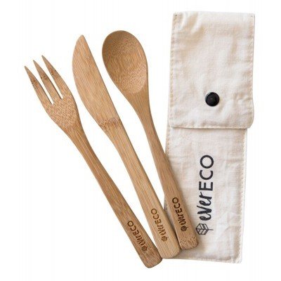 EVER ECO Bamboo Cutlery Set With Organic Cotton Pouch 1 - Go Vita Burwood